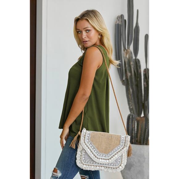 NWT OLIVE GREEN TUNIC TOP - Medium - Picture 4 of 7